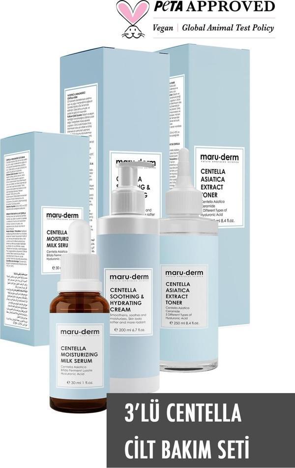Maru.Derm Centella 3'lü Cilt Bakım Seti - Centella Krem - Centella Tonik - Centella Serum - Image 1