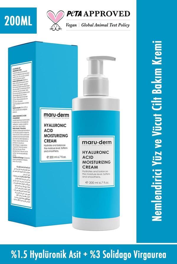 Maru.Derm Hyalüronik Asit Nemlendirici Yüz Ve Vücut Cilt Bakım Kremi 200 Ml - Image 1