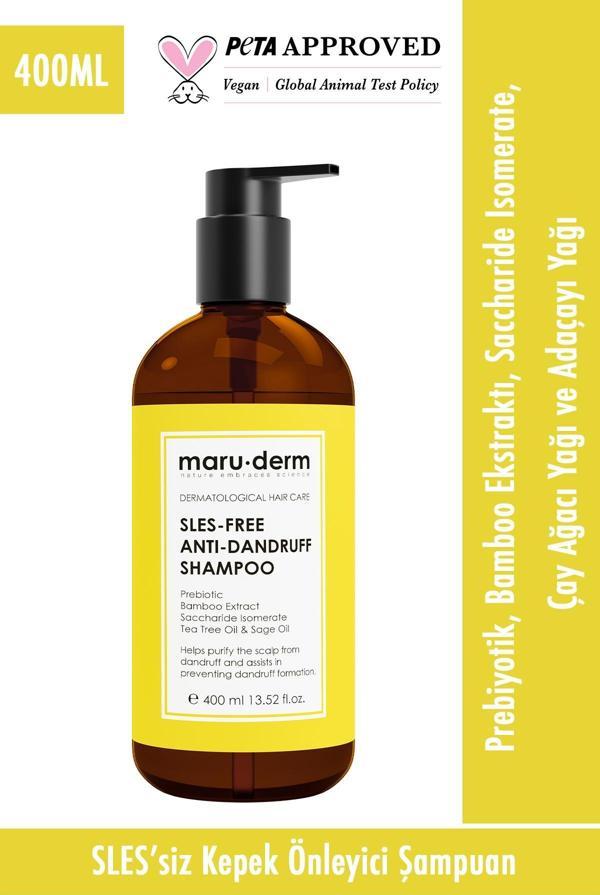 Maru.Derm Kepeğe Karşı Etki'li Sülfatız Şampuan 400 ML Normal - Yağlı Saçlar Sülfatsız - Tuzsuz - Vegan Şampuan - Image 1