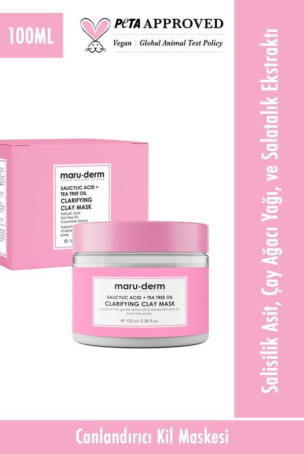 Maru.Derm Kil Maskesi Salisilik Asit + Çay Ağacı Yağı Kil Maskesi 100 ML Siyah Nokta - Gözenek Vegan - Image 1