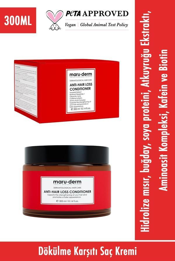 Maru.Derm Saç Kremi Saç Dökülme Karşıtı Saç Kremi 300 ml Tüm Saç Tipleri Vegann - Image 1