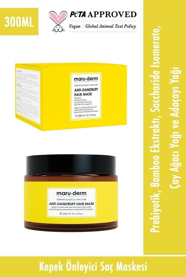 Maru.Derm Saç Maskesi Kepeğe Karşı Etki'li Saç Maskesi 300 ML Normal - Yağlı Saçlar Vegan - Image 1