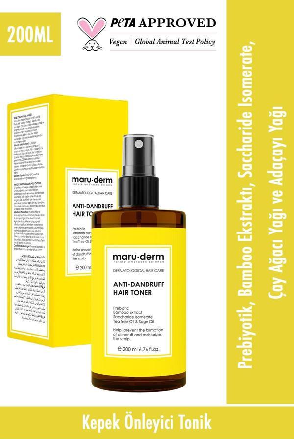 Maru.Derm Saç Tonik Kepeğe Karşı Etki'li Saç Toniği 200 ML Normal - Yağlı Saçlar Vegan - Image 1
