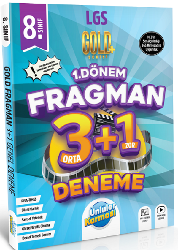 Ünlüler 8. Sınıf LGS Tüm Dersler 1. Dönem Fragman 3+1 Deneme Gold Serisi - Ünlüler Karması Yayınları - Image 1