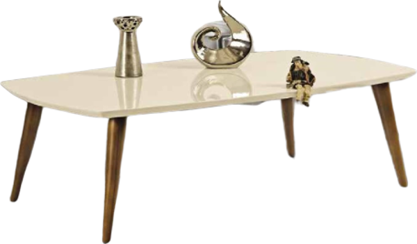 Orta Sehpa 18264 OSM OVAL Model Ceviz Krem Ahşap Kayın torna Retro ayak El Yapım - Image 1