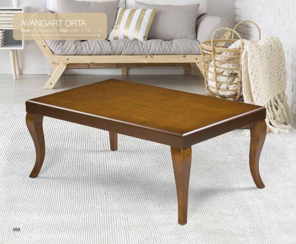 Orta Sehpa 18269 OSM Avangard Aslan Model Ceviz Ahşap Kayın Klasik ayak El Yapım - Image 1