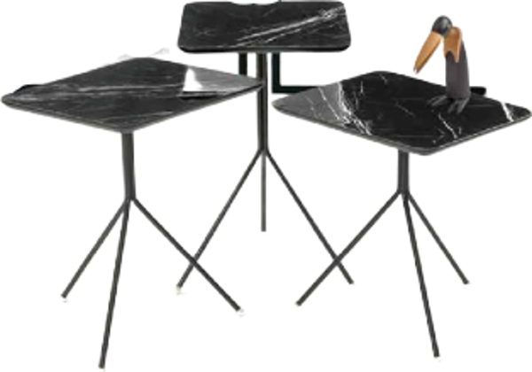 Zigon OSM 18276 KARE Model sehpa Metal V Ayak Parlak Siyah mermer tabla El Yapım - Image 1