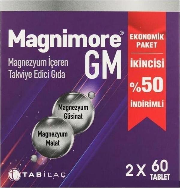 Magnimore GM Magnezyum 2x60 Tablet- 2.si %50 İndirimli - Image 1