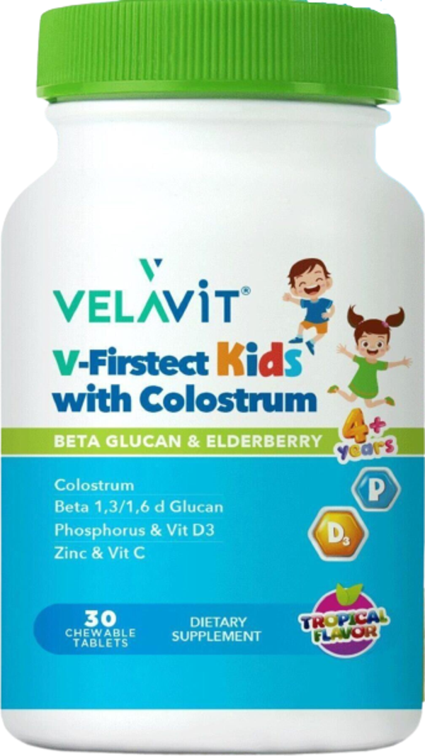 V-Firstect Kids with Colostrum Takviye Edici Gıda(Tropikal Aromalı) 30 Kapsül - Image 1