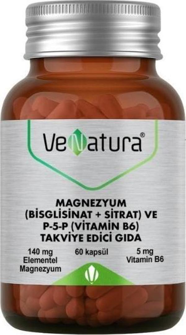 Magnezyum (Bisglisinat+Sitrat) Ve P-5-P (Vitamin B6) İçeren Takviye Edici Gıda 60 Kapsül - Image 1