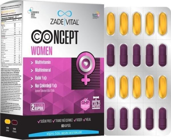 Concept Women Multivitamin, Multimineral,Omega3,NarÇekirdeği Yağı İçeren Takviye Edici Gıda 60Kapsül - Image 1