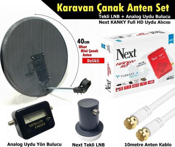 Antenci 40 cm Delikli Karavan Çanak Anten Seti + Next HD Uydu Alıcısı + Analog Uydu Bulucu - Image 1