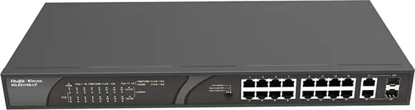 Rg-Es118S-Lp 16 Port Poe+ 10-100 Mbps 2 Port Sfp 120W Switch Hub - Image 1