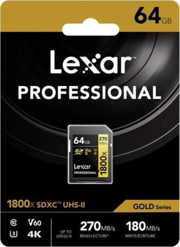 Lexar 64 GB Gold Series 1800x SDXC Class 10 UHS-II Hafıza Kartı - Image 1
