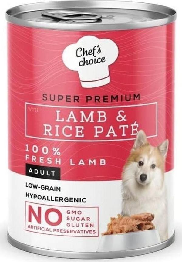 Chef--s Choice Kıyılmış Kuzulu ve Pirinçli Yetişkin Köpek Konservesi 400 gr - Image 1