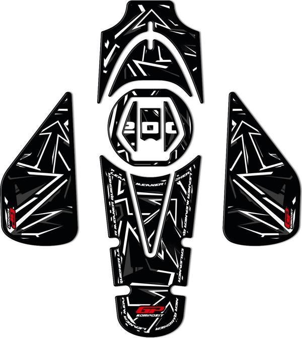 GP Kompozit Bajaj Pulsar NS 200 2011-2023 Uyumlu Tank Pad Seti Gri - Image 1