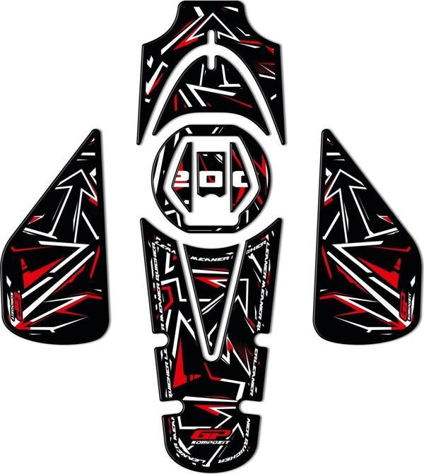 GP Kompozit Bajaj Pulsar NS 200 2011-2023 Uyumlu Tank Pad Seti Kırmızı - Image 1