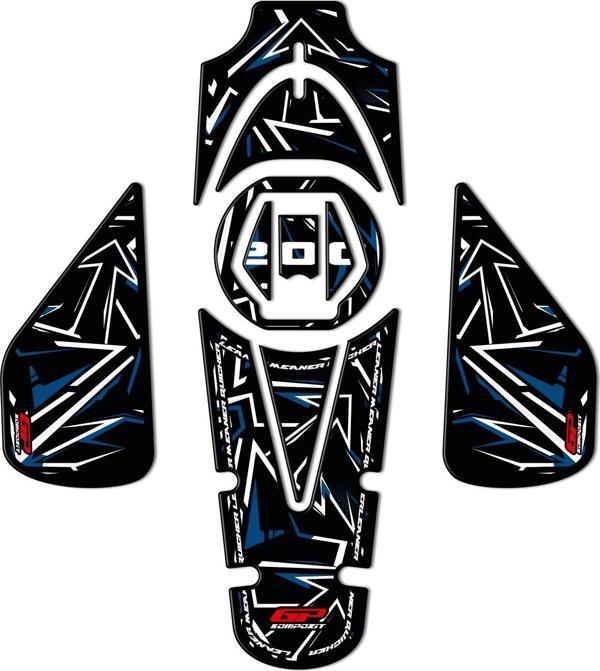 GP Kompozit Bajaj Pulsar NS 200 2011-2023 Uyumlu Tank Pad Seti Mavi - Image 1