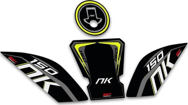 GP Kompozit CF Moto 150 NK 2016-2022 Uyumlu Tank Pad Seti Siyah-Sarı - Image 1