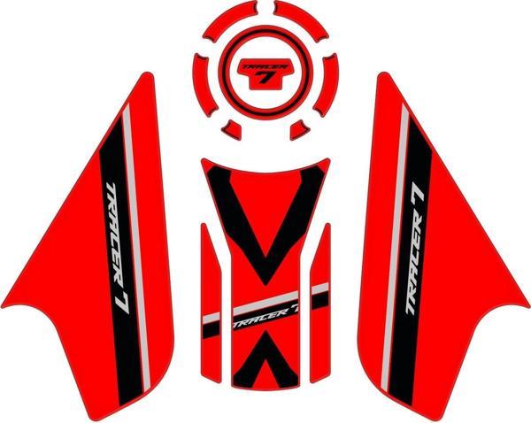 GP Kompozit Yamaha MT-07 Tracer 2020-2023 Uyumlu Tank Pad Seti Kırmızı - Image 1