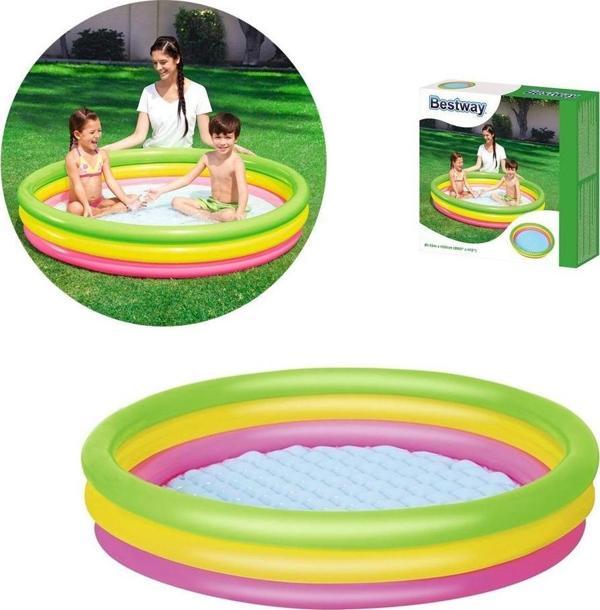 Bestway 62008 Pompalı 51104 3 Boğum Şişme Zemin Çocuk Havuzu 102 x 25 cm - Image 1