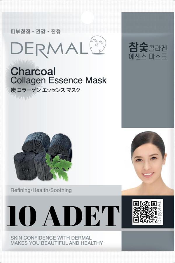 DERMAL  Arındırıcı ve Pürüzsüzleştirici Kömür Özlü Kolajen Maske X10 Adet - Image 1