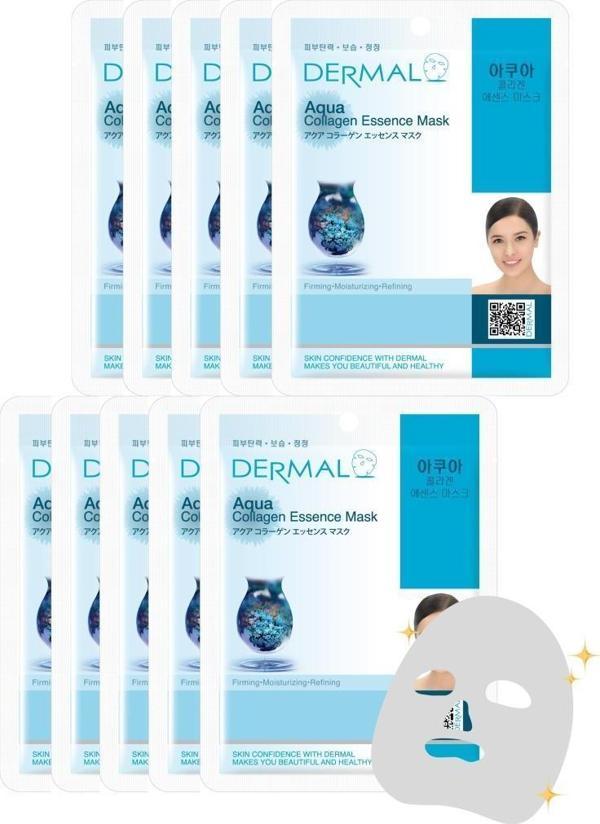 Dermal 10'lu Aqua &Kolajen Özlü Tek Kullanımlık Cilt Bakım Maskeleri - Image 1