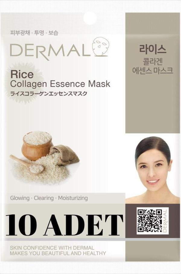 Dermal 10'lu Pirinç Maskesı Arındırıcı, Nemlendirici Ve Ton Eşitleyici Kollajen Maske - Image 1