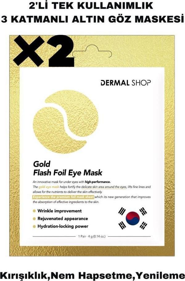 Dermal 2 ADET Tek Kullanımlık 3 Katmanlı Altın Folyo Göz Maskesi X2 Adet - Image 1