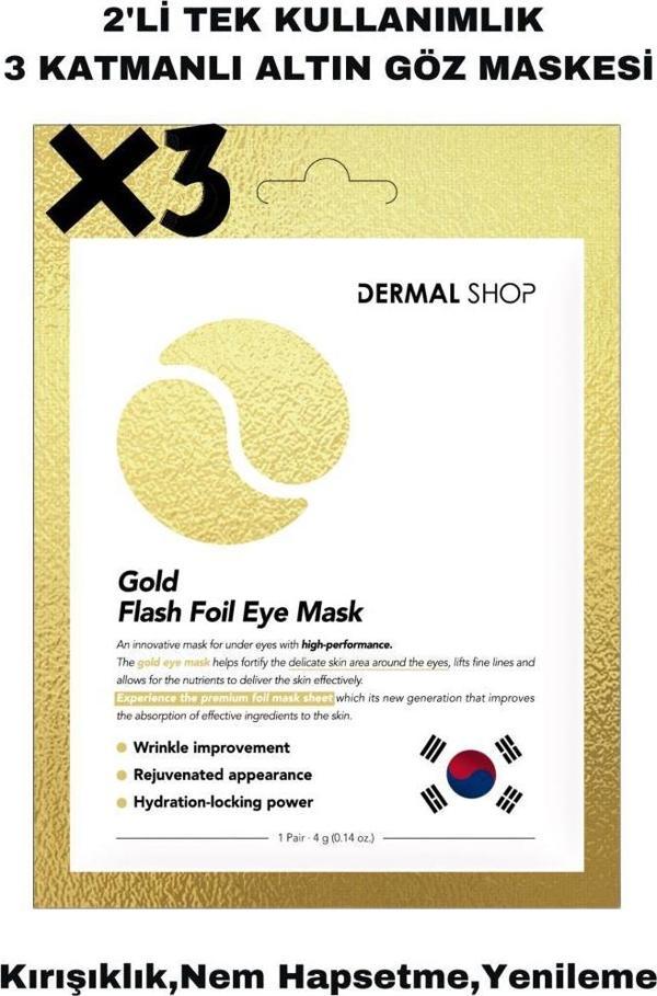 Dermal 3 ADET Tek Kullanımlık 3 Katmanlı Altın Folyo Göz Maskesi X3 Adet - Image 1