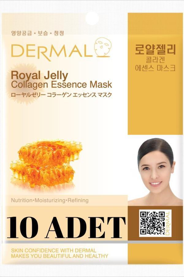 DERMAL Besleyici, Nemlendirici, Arındırıcı Arı Sütü Özlü Kolajen Maske X10 Adet - Image 1