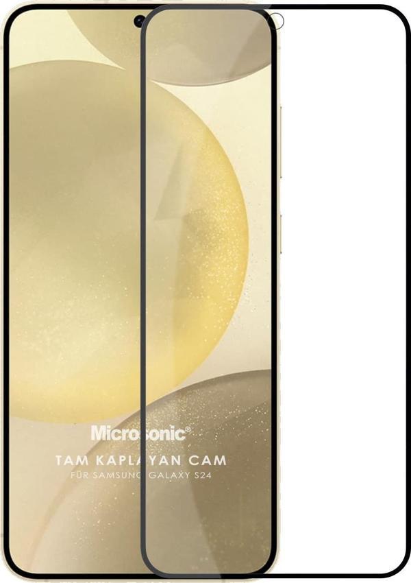 Microsonic Samsung Galaxy S24 Tam Kaplayan Temperli Cam Ekran Koruyucu Siyah - Image 1