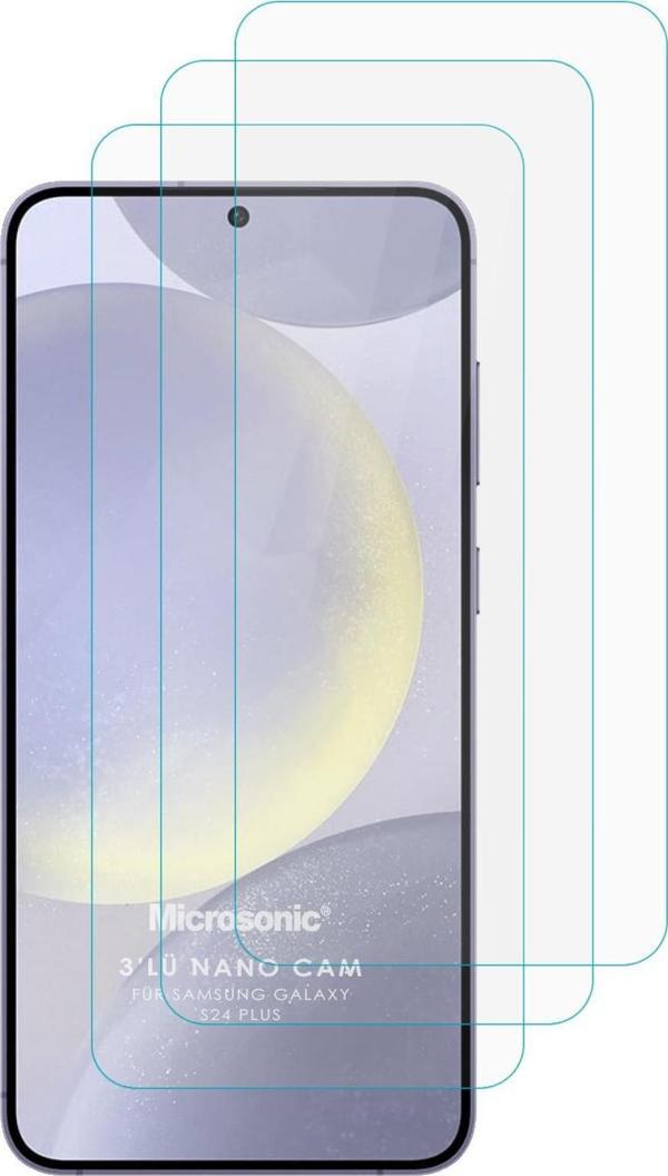 Microsonic Samsung Galaxy S24 Plus Screen Protector Nano Glass Cam Ekran Koruyucu (3`lü Paket) - Image 1