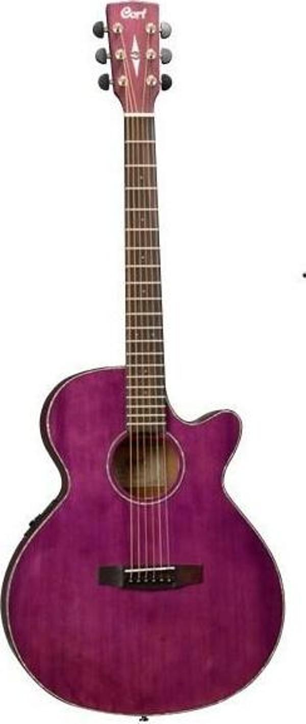 CORT SFX-ETP ELEKTRO AKUSTİK GİTAR, TRANS PEMBE, LADİN KAPAK, A - Image 1