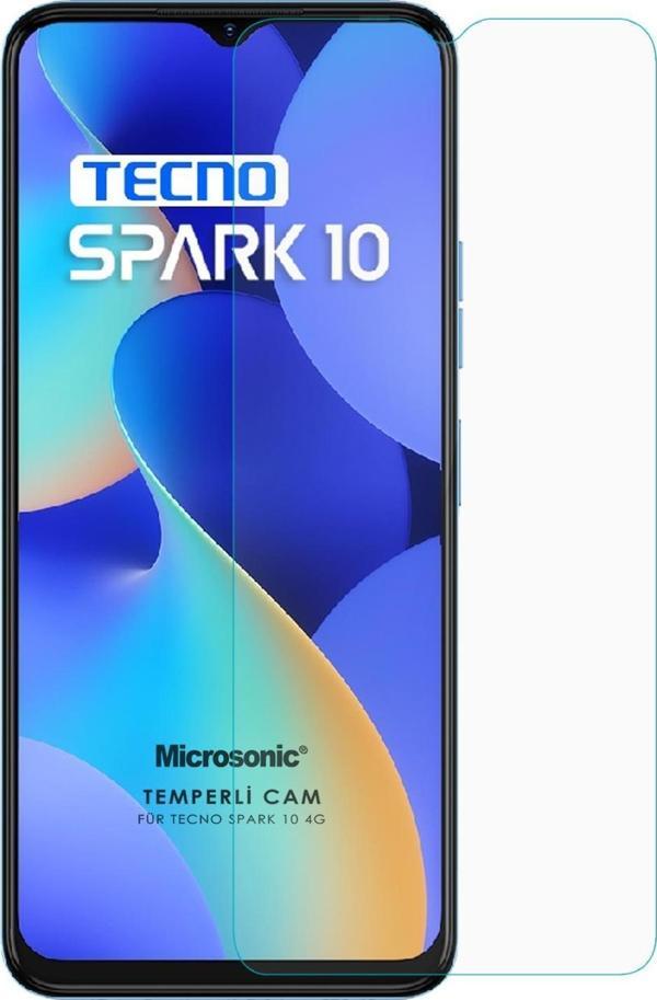 Microsonic TECNO Spark 10 4G Tempered Glass Cam Ekran Koruyucu - Image 1
