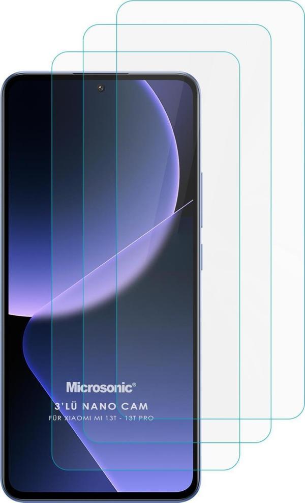 Microsonic Xiaomi Mi 13T Pro Screen Protector Nano Glass Cam Ekran Koruyucu (3`lü Paket) - Image 1