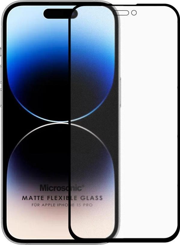 Microsonic Apple iPhone 15 Pro Seramik Matte Flexible Ekran Koruyucu Siyah - Image 1