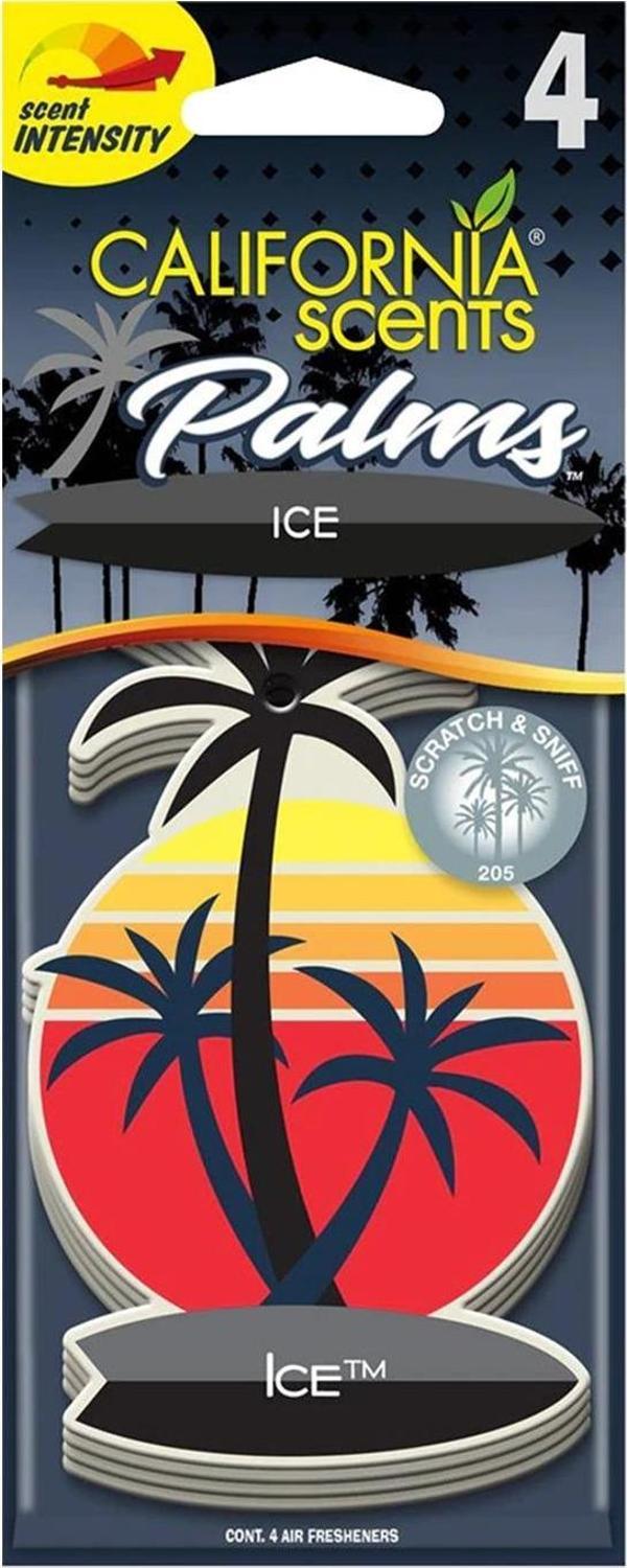 California Scents Palms Ice  Sandal Ağacı, Bergamot ve Limon Bileşimli Asma Koku 4'lü Set - Image 1
