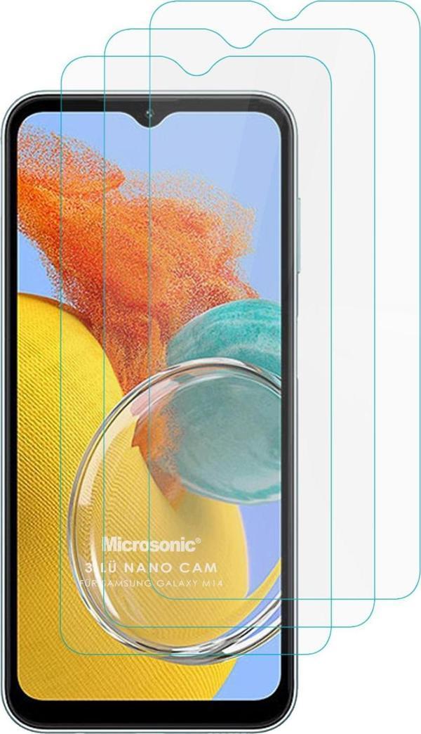 Microsonic Samsung Galaxy M14 Screen Protector Nano Glass Cam Ekran Koruyucu (3`lü Paket) - Image 1
