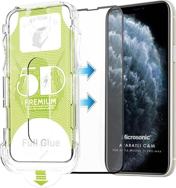Microsonic Apple iPhone 11 Pro Max Magic Uygulama Aparatlı Tam Kapatan Ekran Koruyucu Siyah - Image 1