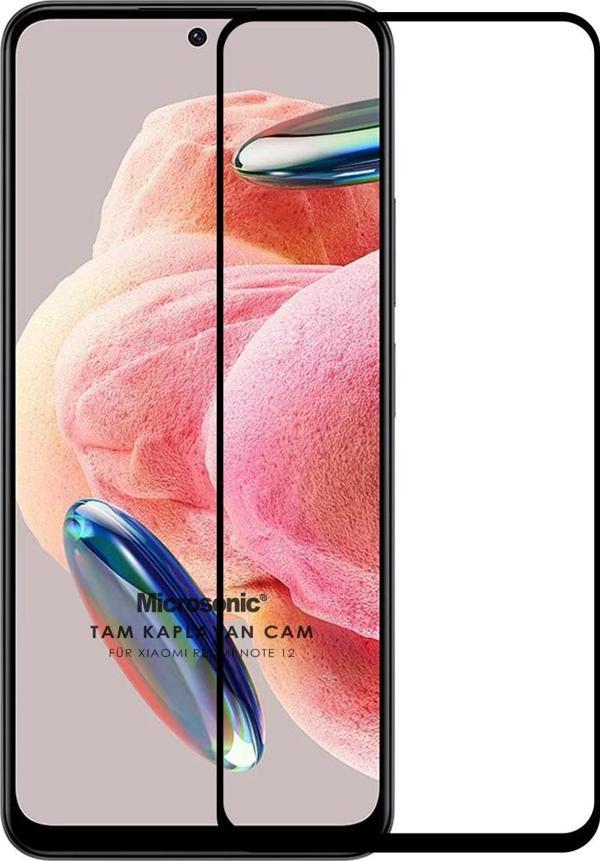 Microsonic Xiaomi Redmi Note 12 4G Tam Kaplayan Temperli Cam Ekran Koruyucu Siyah - Image 1
