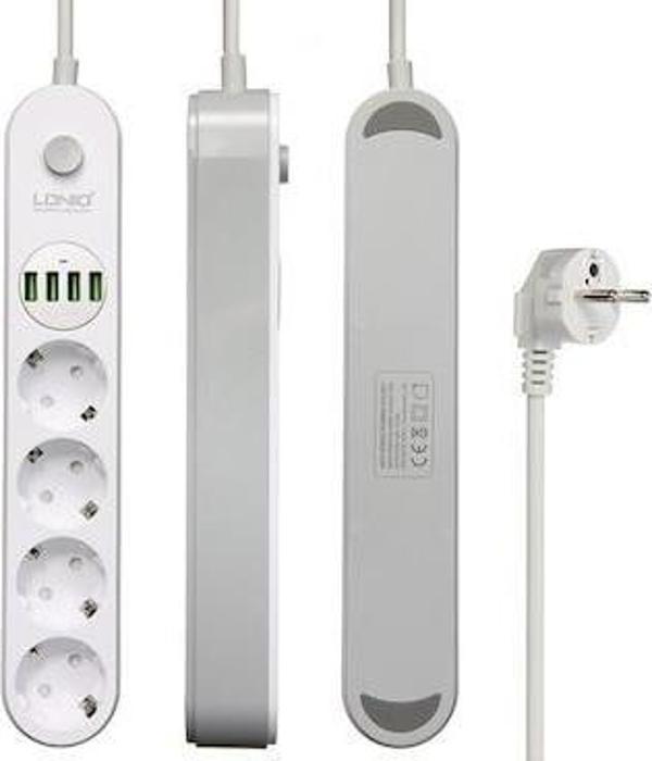 SE4432 Akım Korumalı 4'lü Priz 4x USB Anahtarlı - Image 1