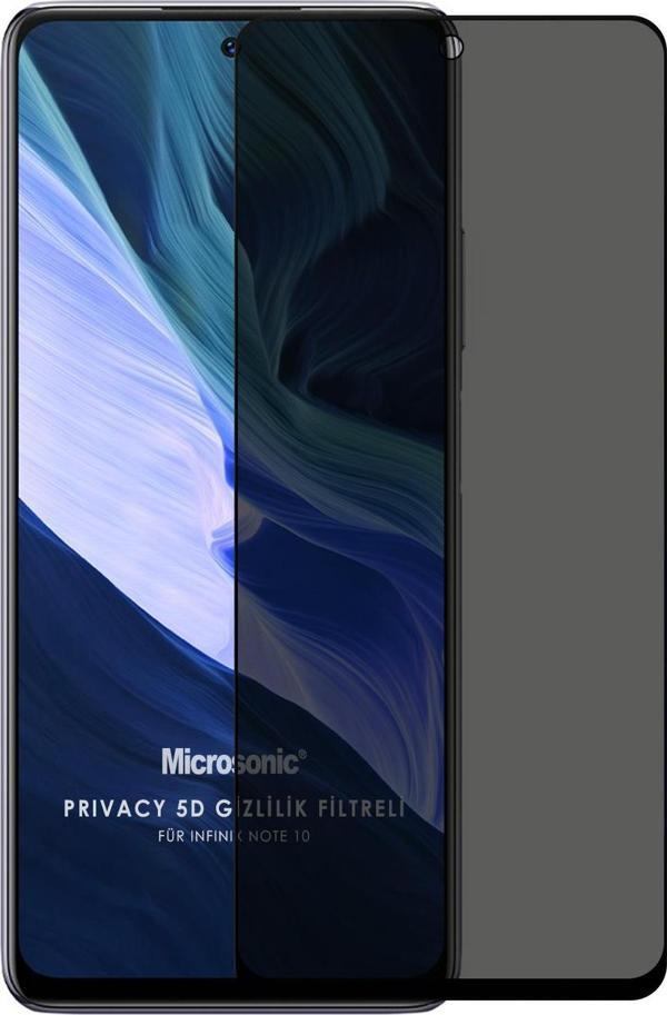 Microsonic Infinix Note 10 Privacy 5D Gizlilik Filtreli Cam Ekran Koruyucu Siyah - Image 1