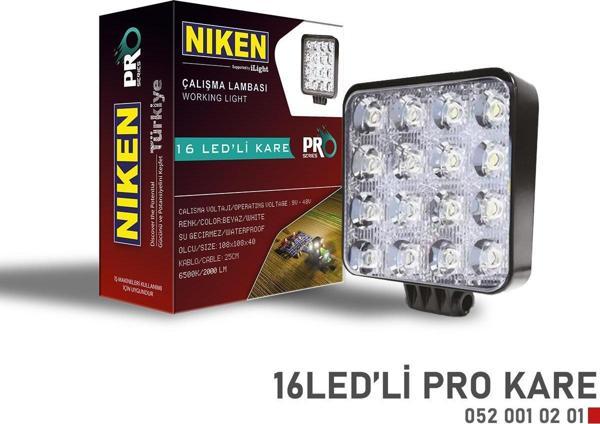 Niken Calışma Lambası Pro 16 Ledli Kare 12V 24V 052 001 02 01 - Image 1