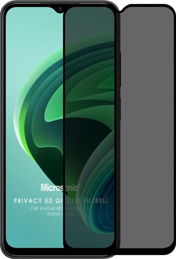 Microsonic Xiaomi Redmi 10 5G Privacy 5D Gizlilik Filtreli Cam Ekran Koruyucu Siyah - Image 1