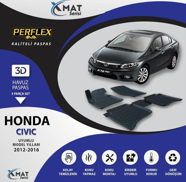 Perflex Paspas 3D Havuzlu X-Mat Cıvıc 2012-2016 - Image 1