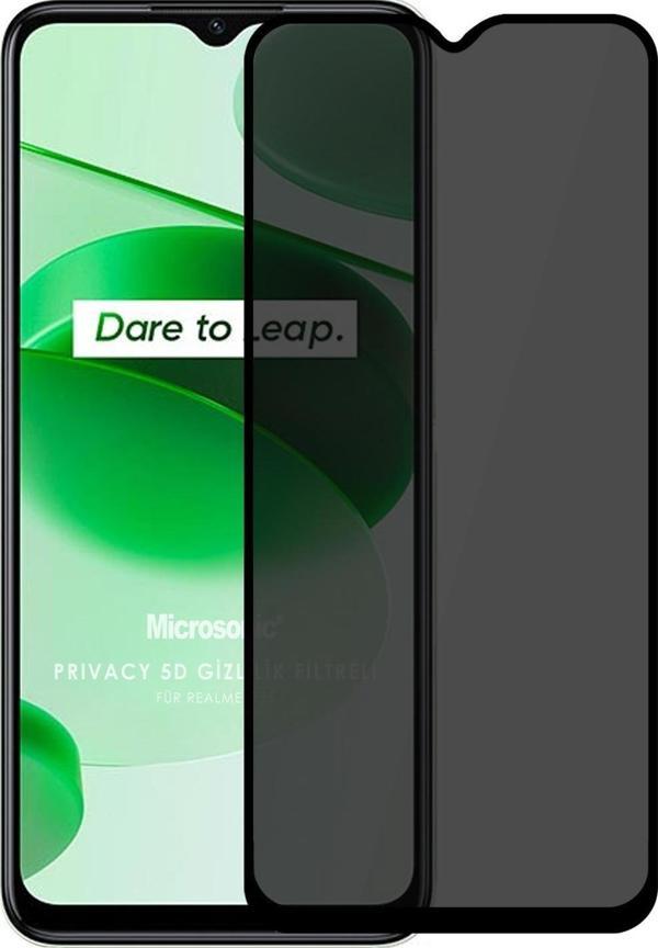 Microsonic Realme C35 Privacy 5D Gizlilik Filtreli Cam Ekran Koruyucu Siyah - Image 1