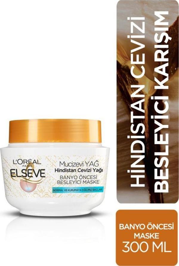 L'Oréal Paris Elseve Hindistan Cevizi & Değerli Yağlar Eşsiz Karışım Banyo Öncesi Maske 300 ml - Image 1