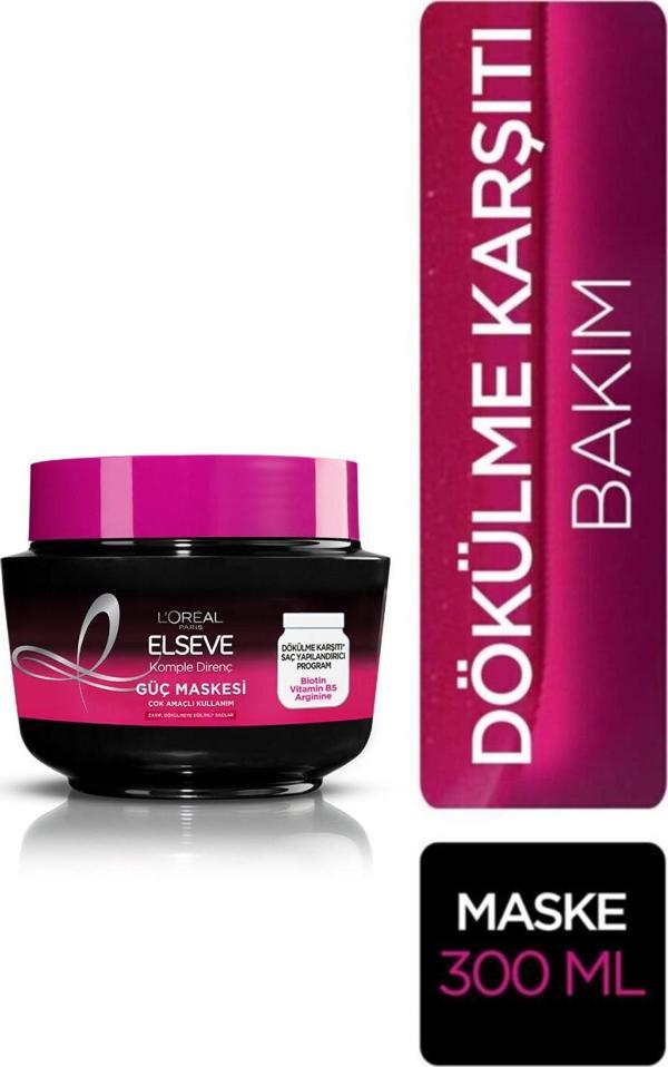 L'Oréal Paris Elseve Komple Direnç Dökülme Karşıtı Güç Maskesi 300 ml - Image 1