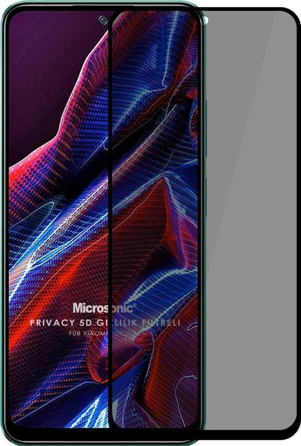 Microsonic Xiaomi Poco X5 5G Privacy 5D Gizlilik Filtreli Cam Ekran Koruyucu Siyah - Image 1